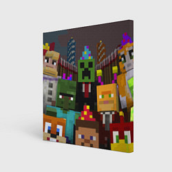 Холст квадратный Minecraft - characters - video game, цвет: 3D-принт