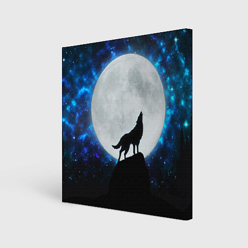 Картина квадратная Волк воющий на луну / 3D-принт – фото 1