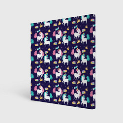 Холст квадратный Unicorn pattern, цвет: 3D-принт