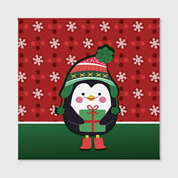 Холст квадратный Пингвин Новый год, цвет: 3D-принт — фото 2