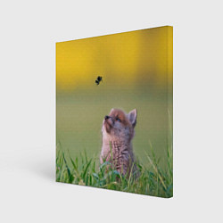 Холст квадратный Лисенок и пчелка, цвет: 3D-принт