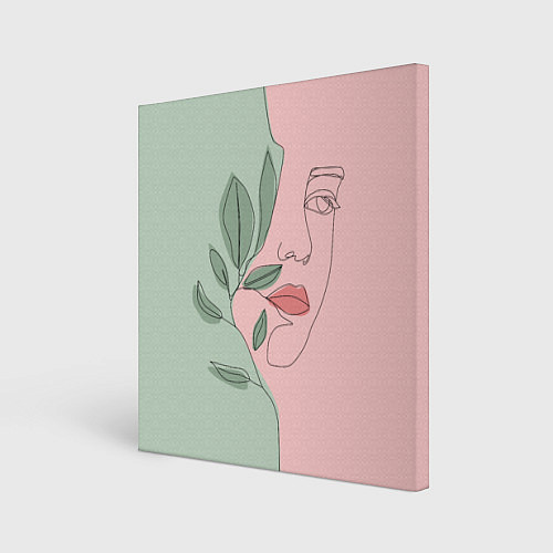 Картина квадратная Девушка с листьями / 3D-принт – фото 1