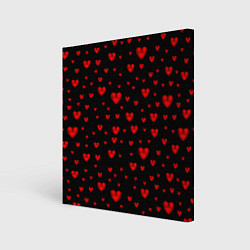 Холст квадратный Красные сердца, цвет: 3D-принт