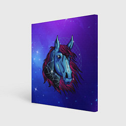 Картина квадратная Retrowave Neon Horse