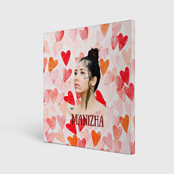 Картина квадратная Manizha на фоне сердечек