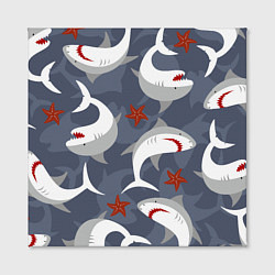Холст квадратный Акулы, цвет: 3D-принт — фото 2