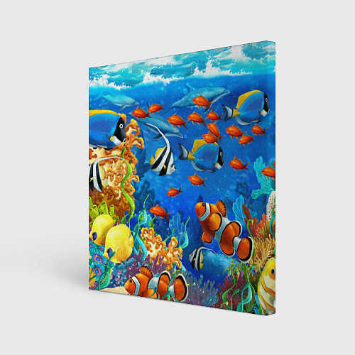 Картина квадратная Коралловые рыбки / 3D-принт – фото 1