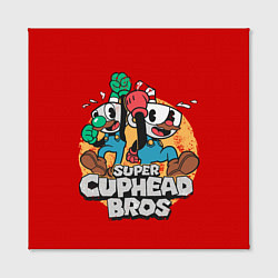 Холст квадратный Super Cuphead Bros, цвет: 3D-принт — фото 2