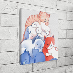 Холст квадратный Стая котиков, цвет: 3D-принт — фото 2