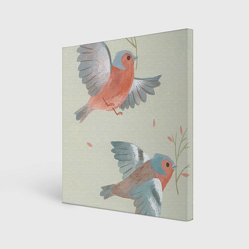 Картина квадратная Весенние птицы / 3D-принт – фото 1