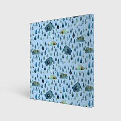 Холст квадратный Дождливая осень Тучки и дождь, цвет: 3D-принт