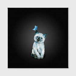 Холст квадратный Тайский котенок с бабочкой, цвет: 3D-принт — фото 2