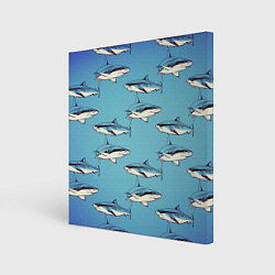 Холст квадратный Акулы Паттерн, цвет: 3D-принт