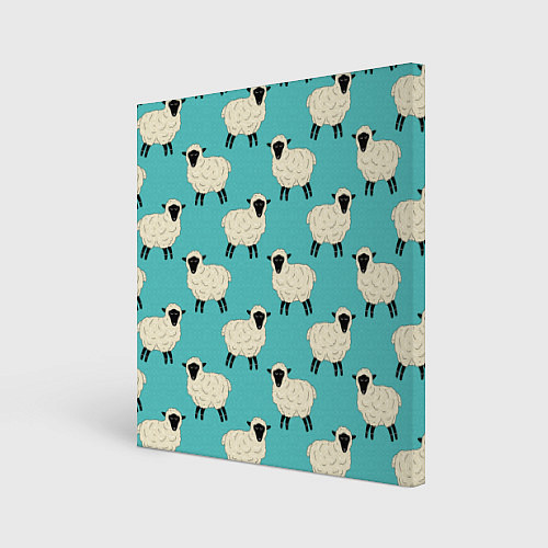 Картина квадратная Овечки паттерн на бирюзовом / 3D-принт – фото 1
