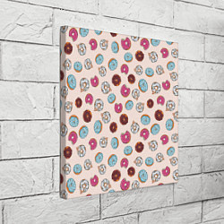 Холст квадратный Пончики донаты паттерн, цвет: 3D-принт — фото 2