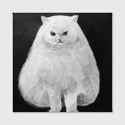 Холст квадратный Злой белый кот арт, цвет: 3D-принт — фото 2