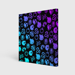 Холст квадратный 7 СМЕРТНЫХ ГРЕХОВ НЕОН ЭМБЛЕМЫ, цвет: 3D-принт