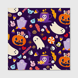 Холст квадратный HALLOWEEN BTS BT21 PATTERN БТ21 БТС ХЕЛЛОУИН, цвет: 3D-принт — фото 2