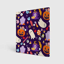 Картина квадратная HALLOWEEN BTS BT21 PATTERN БТ21 БТС ХЕЛЛОУИН