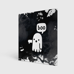 Холст квадратный ХЕЛЛУОИН ПРИВЕДЕНИЕ БУ! HALLOWEEN GHOST BOO!, цвет: 3D-принт