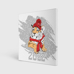 Картина квадратная Тигр в красной шапке