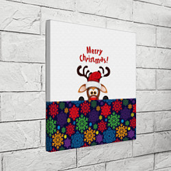 Холст квадратный Merry Christmas оленёнок, цвет: 3D-принт — фото 2