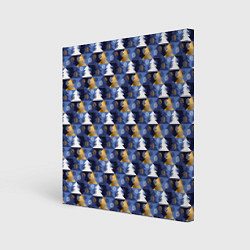 Холст квадратный Ёлочки - Снежинки, цвет: 3D-принт