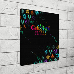 Холст квадратный GENSHIN IMPACT NEON LOGO RAINBOW STYLE, ЭМБЛЕМЫ, цвет: 3D-принт — фото 2