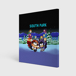 Холст квадратный Енот и его команда - противостояние Южный Парк, цвет: 3D-принт