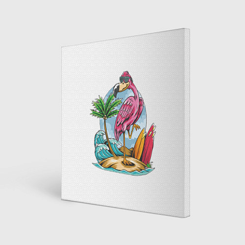 Картина квадратная Фламинго На Острове / 3D-принт – фото 1