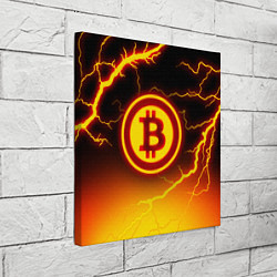 Холст квадратный ОГНЕННЫЙ БИТКОИН HODL IT BITCOIN, цвет: 3D-принт — фото 2
