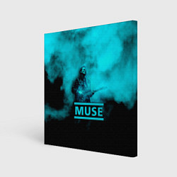 Холст квадратный Мэттью Беллами бирюзовый туман Muse, цвет: 3D-принт