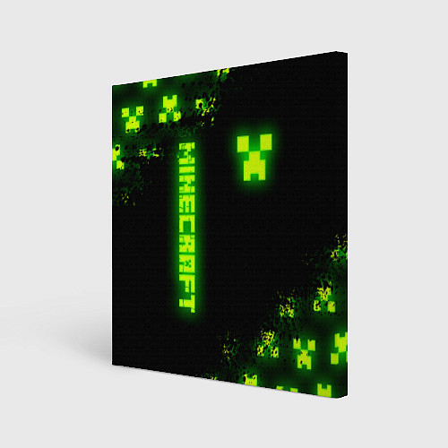 Картина квадратная MINECRAFT NEON LOGO CREEPER / 3D-принт – фото 1