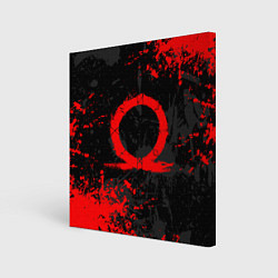 Картина квадратная GOD OF WAR LOGO RED, БРЫЗГИ КРАСОК