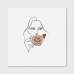 Холст квадратный Монолиния девушка с кофе, цвет: 3D-принт — фото 2