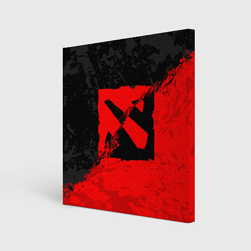 Картина квадратная DOTA 2 RED BLACK LOGO, БРЫЗГИ КРАСОК / 3D-принт – фото 1