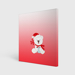 Картина квадратная Белый мишка с подарком