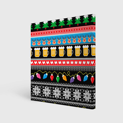 Картина квадратная Новогодний пивной узор / 3D-принт – фото 1