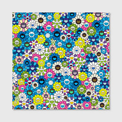 Холст квадратный Takashi Murakami Улыбающиеся цветы, цвет: 3D-принт — фото 2