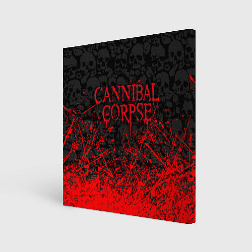 Картина квадратная CANNIBAL CORPSE, БРЫЗГИ КРАСОК ЧЕРЕПА / 3D-принт – фото 1