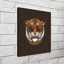 Холст квадратный Крутой тигр в очках с цепью, цвет: 3D-принт — фото 2