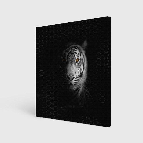 Картина квадратная Тигр черно-белый соты / 3D-принт – фото 1