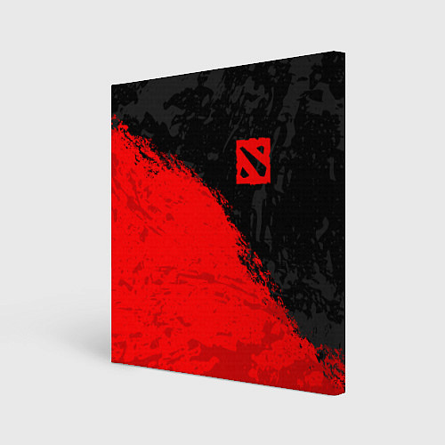 Картина квадратная DOTA 2 RED LOGO, БРЫЗГИ КРАСОК / 3D-принт – фото 1