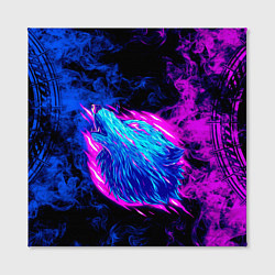 Холст квадратный Волк Неоновый, цвет: 3D-принт — фото 2