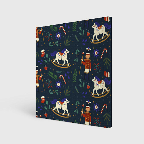 Картина квадратная Щелкунчик паттерн с лошадкой / 3D-принт – фото 1