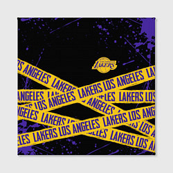 Холст квадратный LAKERS LOGO БРЫЗГИ КРАСОК, цвет: 3D-принт — фото 2