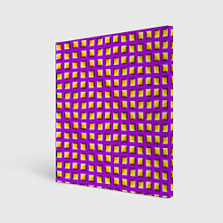 Холст квадратный Фиолетовый Фон с Желтыми Квадратами Иллюзия Движен, цвет: 3D-принт