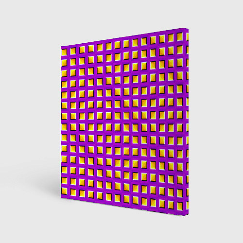 Картина квадратная Фиолетовый Фон с Желтыми Квадратами Иллюзия Движен / 3D-принт – фото 1