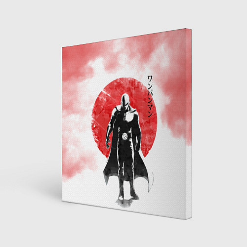 Картина квадратная Сайтама красный дым One Punch-Man / 3D-принт – фото 1