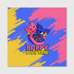 Холст квадратный Huggy Wuggy and Kissy Missy Poppy Playtime, цвет: 3D-принт — фото 2